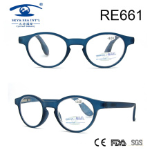 Round Frame Matte Blue Wholesale Reading Glasses (RE661)